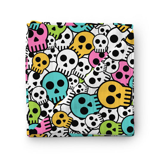100% Muslin Cotton Swaddle Blanket with Skulls