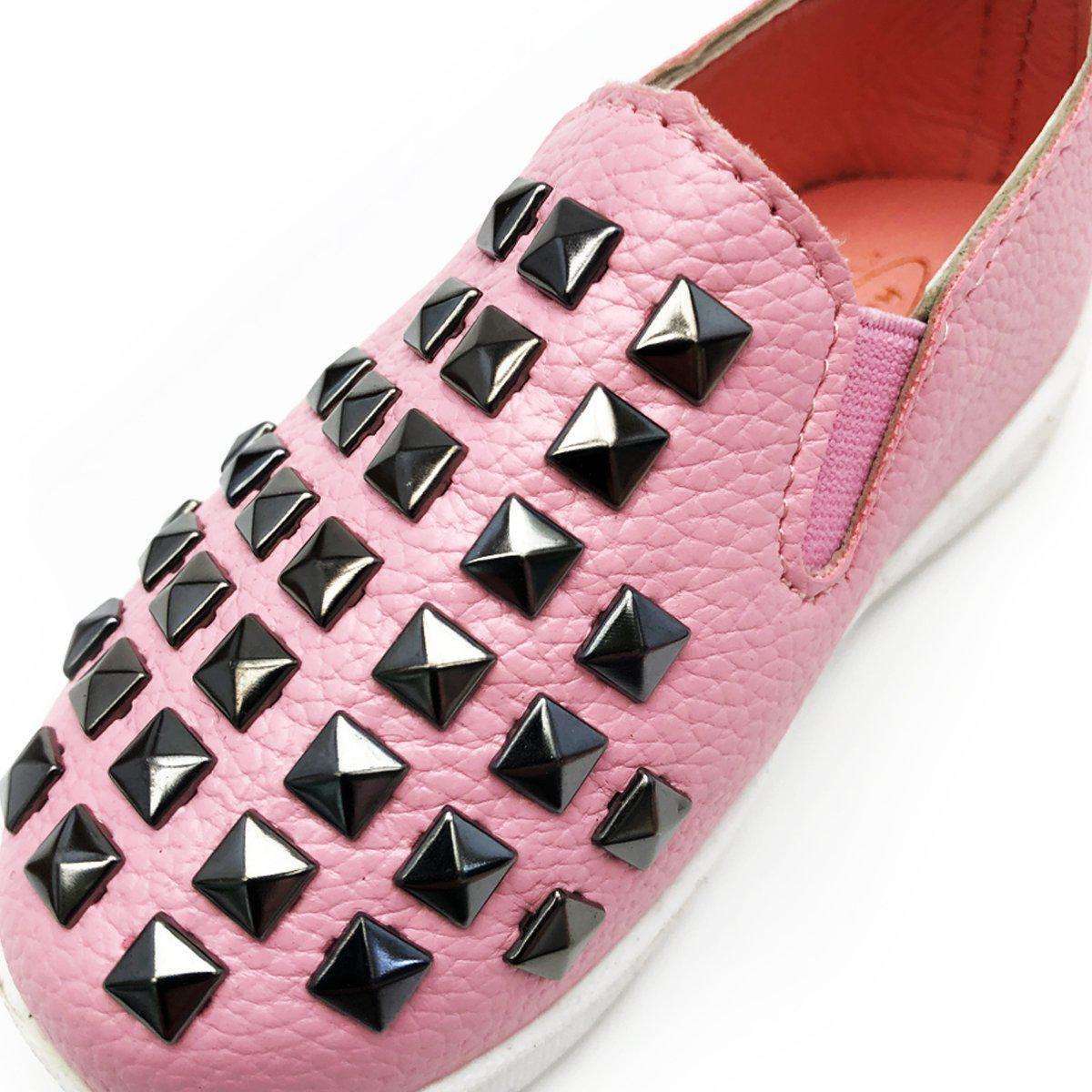 Kids pink stud faux leather shoes detail